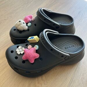 Cute Platform Crocs in Black